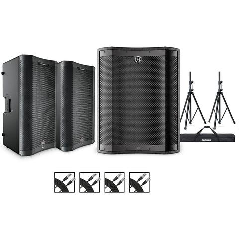 Rental - Harbinger V3415 Powered Speakers Package With VS18 Subwoofer, Stands and Cables
