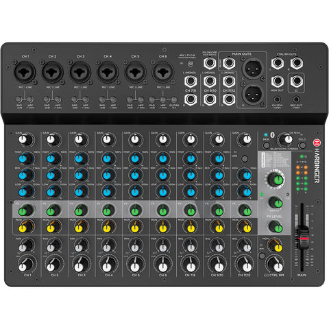 Rental - Harbinger LV14 14-Channel Analog Mixer With Bluetooth, FX & USB Audio