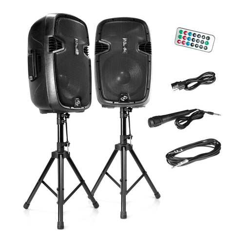 PYLE PPHP1249KT Active + Passive PA Speaker System Kit - Dual speaker Package, 12'' woofers, 1800w