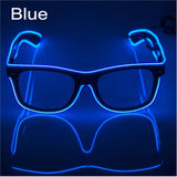 El Wire Neon Effect Light Up Glow Party Glasses With On/flashing Blue Novelty