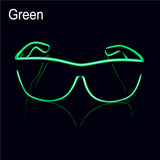 El Wire Neon Effect Light Up Glow Party Glasses With On/flashing Green Novelty