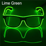 El Wire Neon Effect Light Up Glow Party Glasses With On/flashing Lime Green Novelty