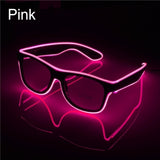 El Wire Neon Effect Light Up Glow Party Glasses With On/flashing Pink Novelty