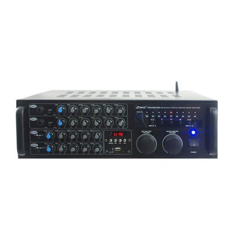 Pyle Pmxakb2000 2000 Watt Bluetooth Stereo Mixer Karaoke Amplifier Microphone Inputs Mic-Talkover