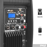 CLEARANCE - PYLE PPHP837UB Bluetooth 8'' 600 Watt Powered Speaker System w/ USB Flash Reader, AUX/MP3 Input